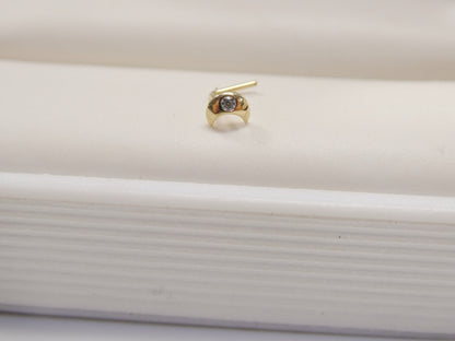 14k Real Solid Yellow Gold Moon L-Shape Nose Ring