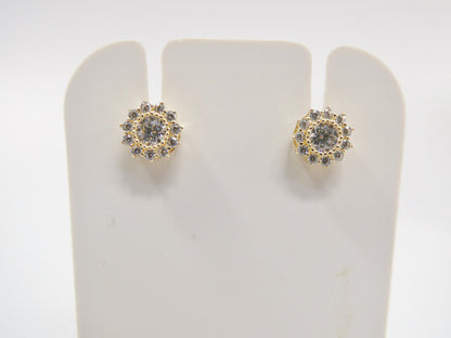 Real 10k Solid Yellow Gold Push Post Circle Stud Earrings