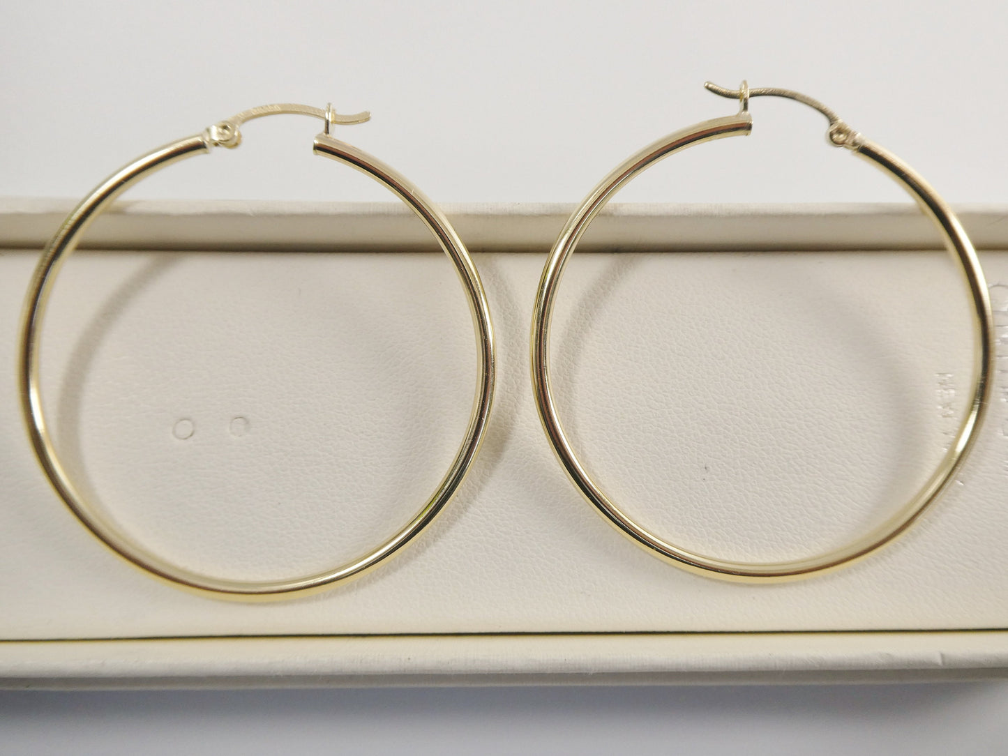 real 10k solid yellow gold plain high polish 45mm hoop earring