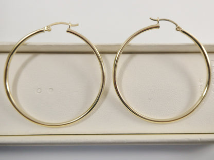 Real 10k Solid Yellow Gold Plain High Polish 45mm Hoop Earring