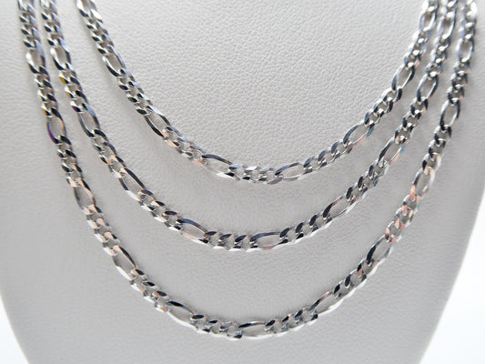 real 925 sterling silver 2.8mm Italian figaro solid chain lobster lock clasp