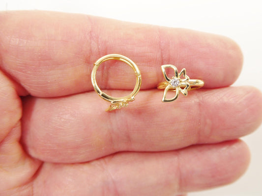 real 10k solid yellow gold butterfly hoop huggie earrings