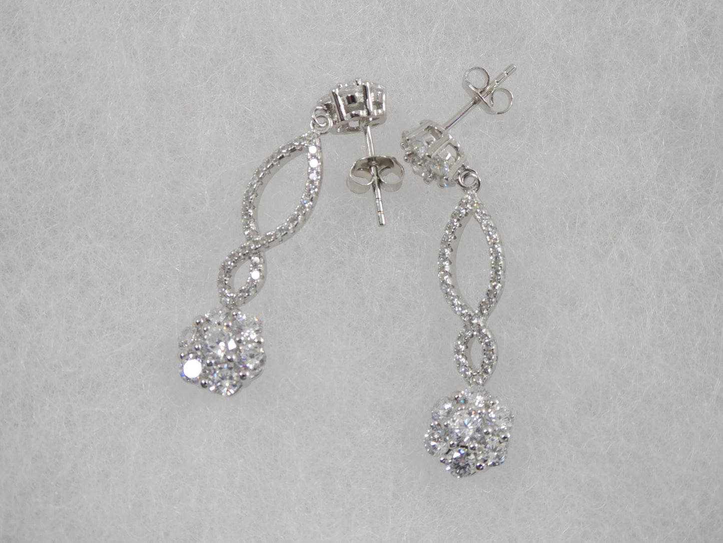 real 925 sterling silver micro pave setting 14k white gold color finish drop earrings