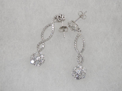 Real 925 Sterling Silver Micro Pave Setting 14k White Gold Color Finish Drop Earrings