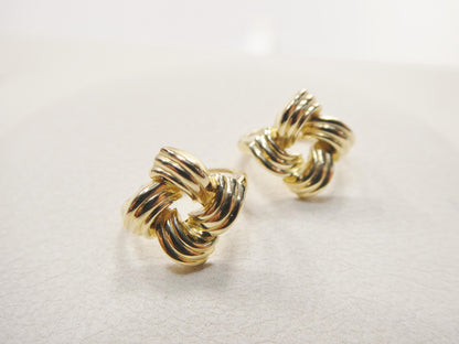 Real 10k Solid Yellow Gold Designer Love Knot Hoop Huggie Rarrings