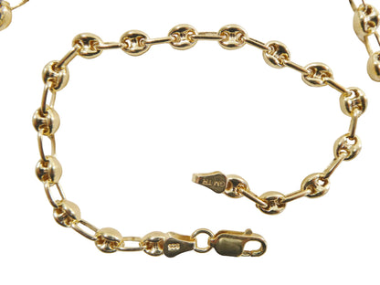Real 925 Sterling Silver Puff Mariner Bracelet/Anklet