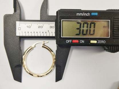 10k Real Solid Yellow Gold Diamond Cut Hoop Earrings