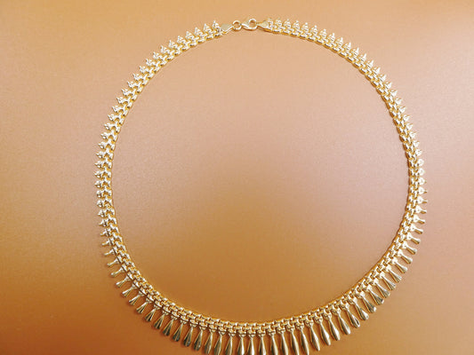 14k yellow gold tone color Cleopatra necklace over real 925 sterling silver