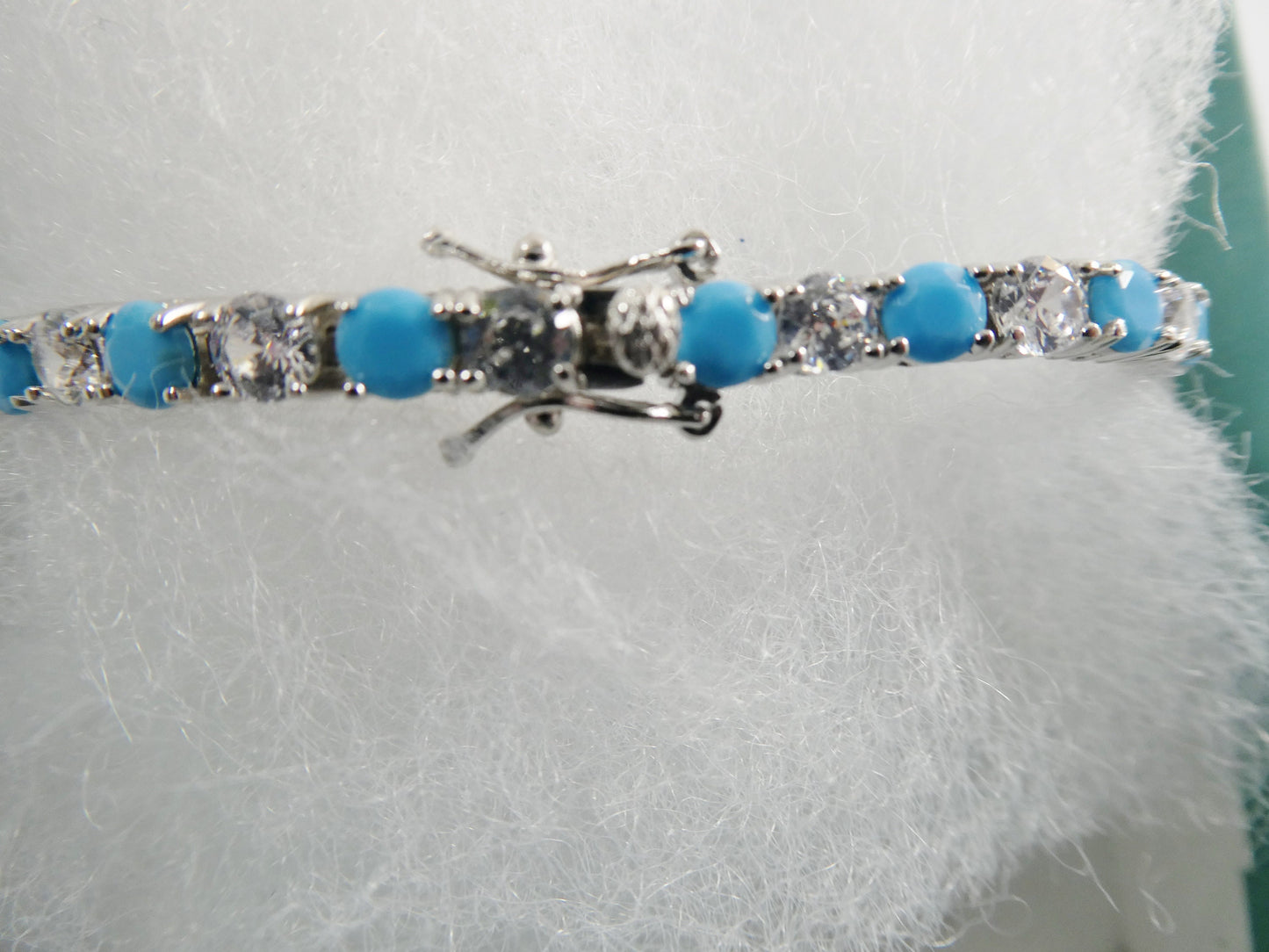 4mm 7 Inch turquois tennis bracelet real 925 sterling silver