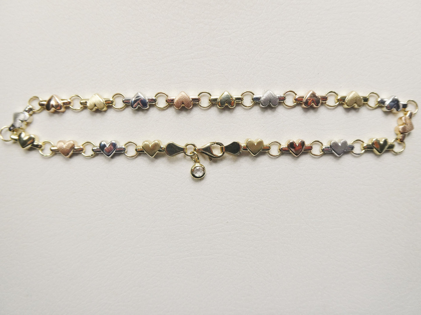 real 14k solid yellow gold 10 inch anklet heart bracelet