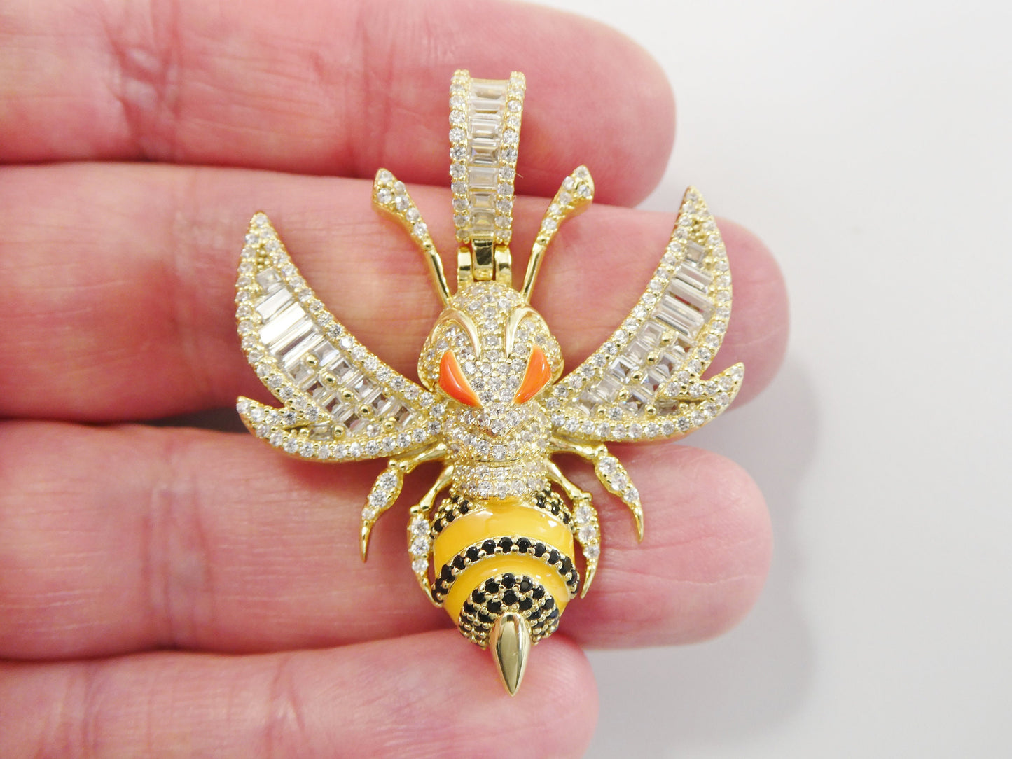 real solid 925 sterling silver large honey bee pendent