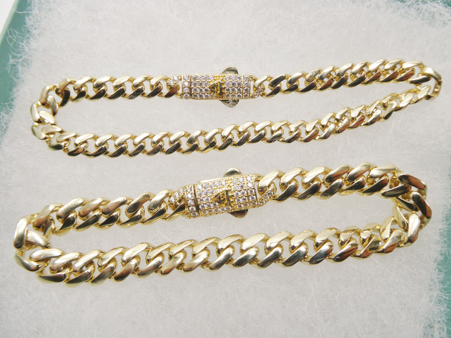 6.5 inch real 10k solid yellow gold 5mm/ 7mm Monaco bracelet