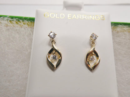 Real 10k Solid Yellow Gold Oval Drop Push Post Earrings