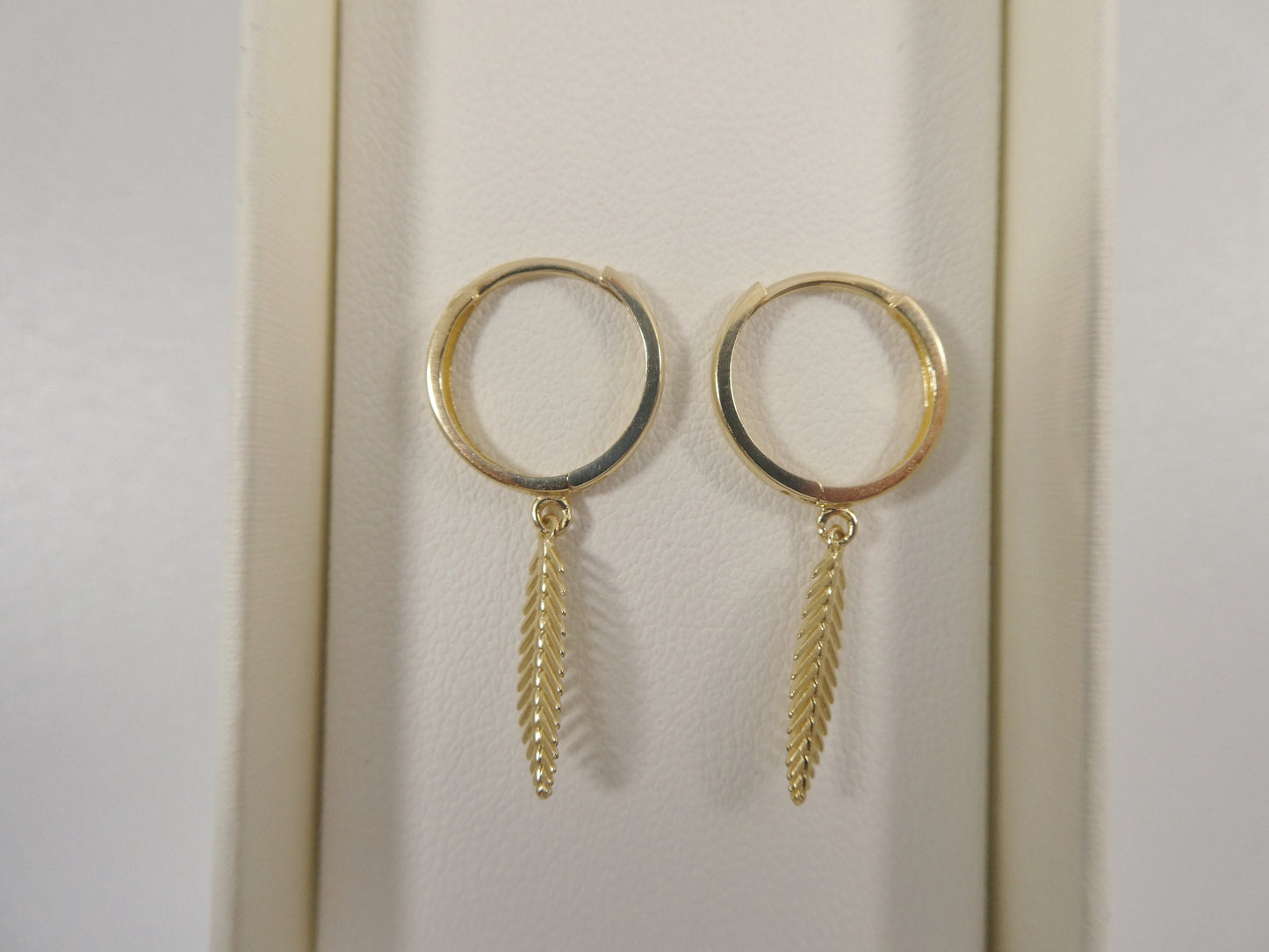 10k real yellow gold wheat dangle plain huggie earrings
