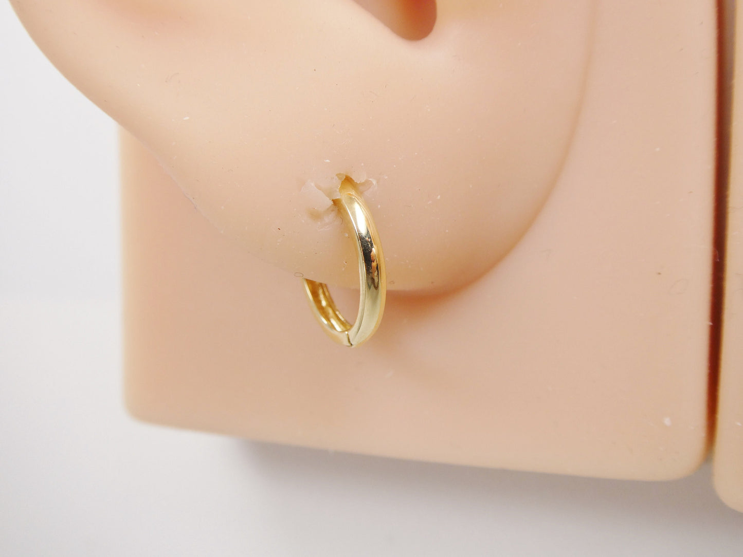 real 10k solid yellow gold 12mm plain hoop huggie earrings