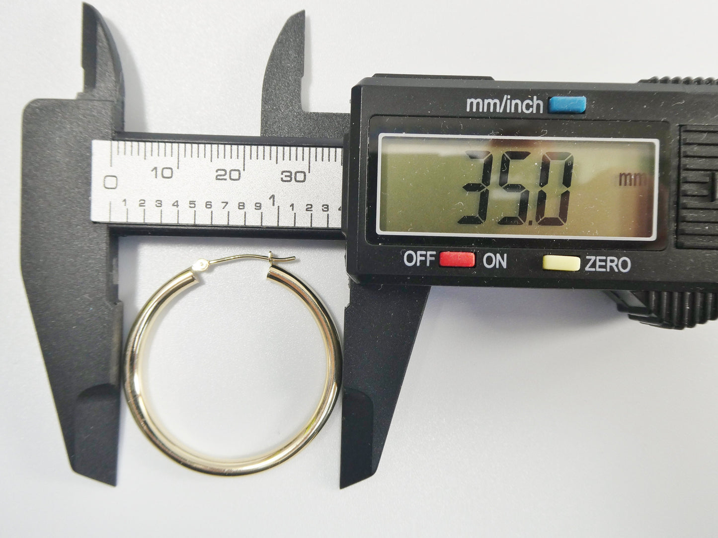14K Solid Yellow Gold Hoop Earrings, 35mm