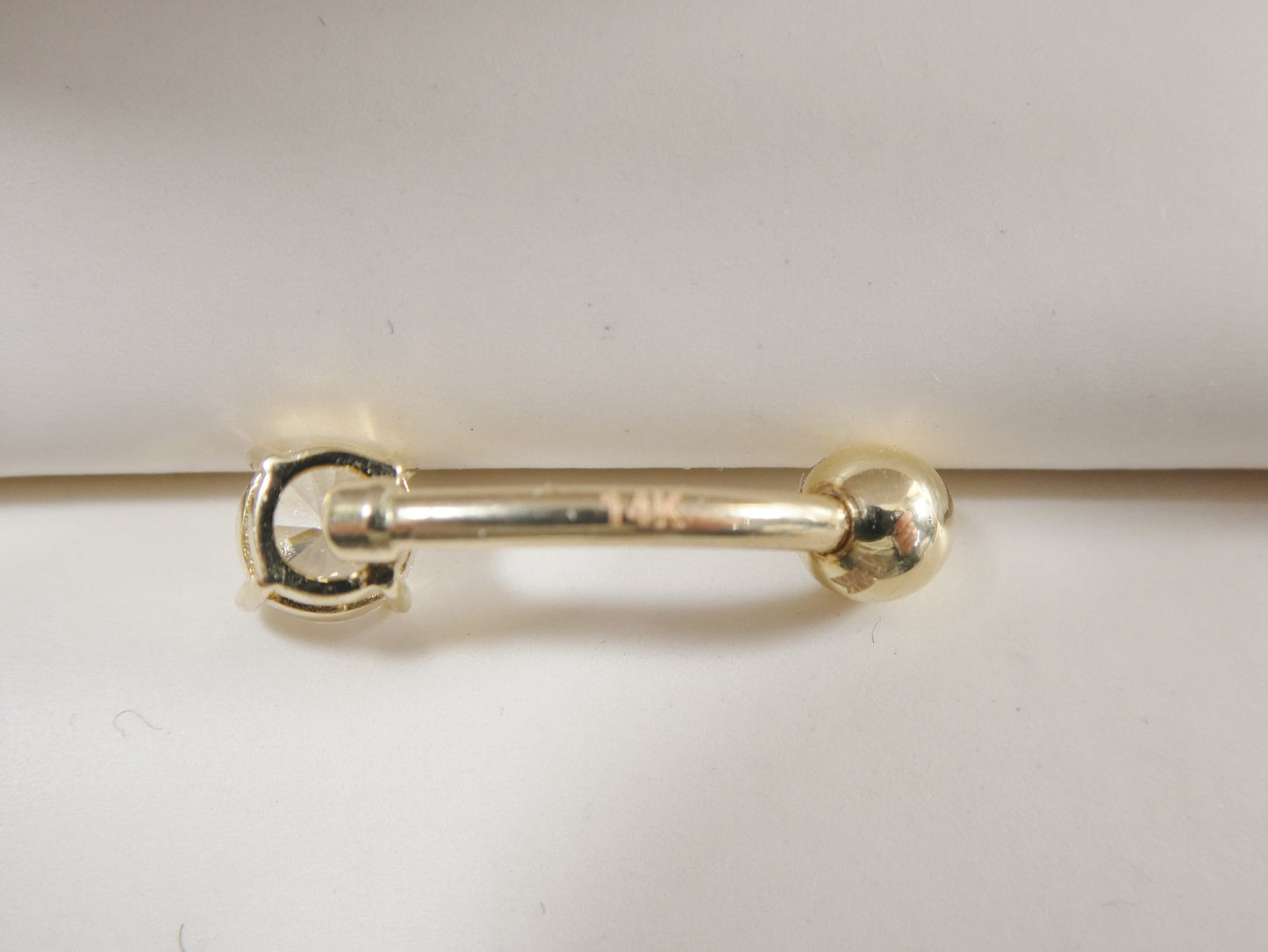 14k real solid yellow gold 5mm stone basket setting belly button ring piercing