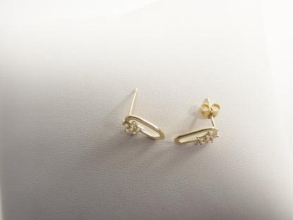 Real 10k Solid Yellow Gold Design Paperclip Push Post Earrings