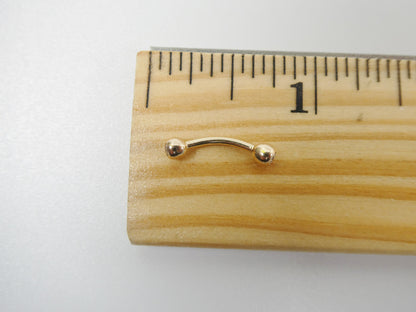 14K Real Solid Yellow Gold White Gold Eyebrow CZ Both Side Curve piercing