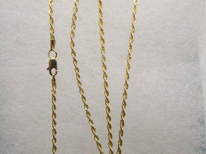 Real 14k Solid Yellow Gold Rope Chain Women Men Necklace