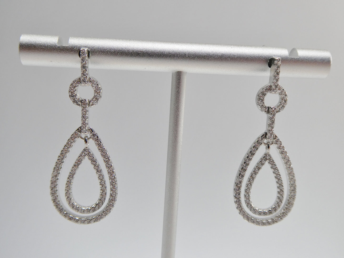 real 925 sterling silver micro pave setting 14k white gold color finish drop earrings