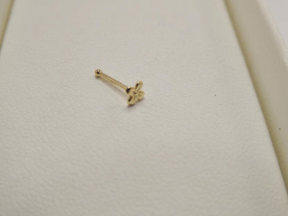 14k Real Solid Yellow Gold Tiny Floral Stud Nose Ring