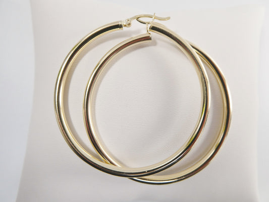 real 10k solid yellow gold plain high polish 50mm hoop huggie earrings