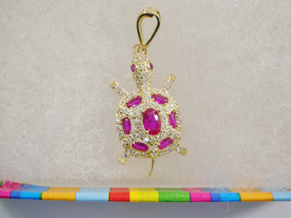 14k Real Solid Yellow Gold Turtle Charm Pendent