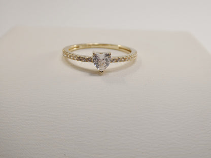 Real 14k Solid Yellow Gold Women's Classic Micro Pave Setting Pinky Ring