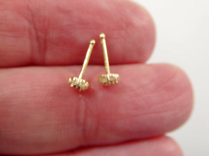 14k Real Solid Yellow Gold Flower Shape Nose Stud Ring