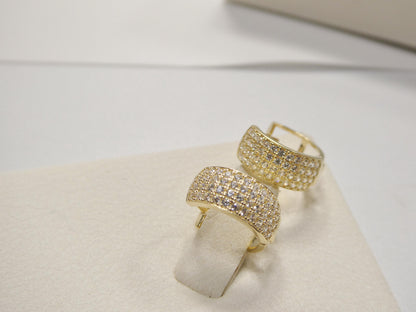 Real 10k Solid Yellow Gold Designer Hoop Huggie Earrings
