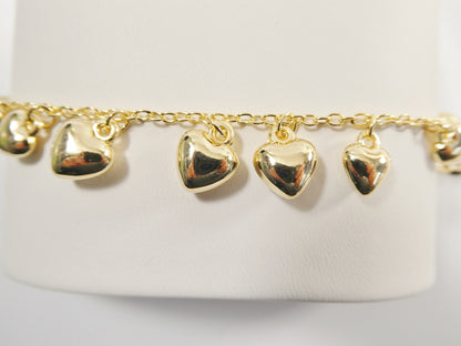 6 Inch 7 Inch 14k Gold Filled Heart Dangling Baby Bracelet