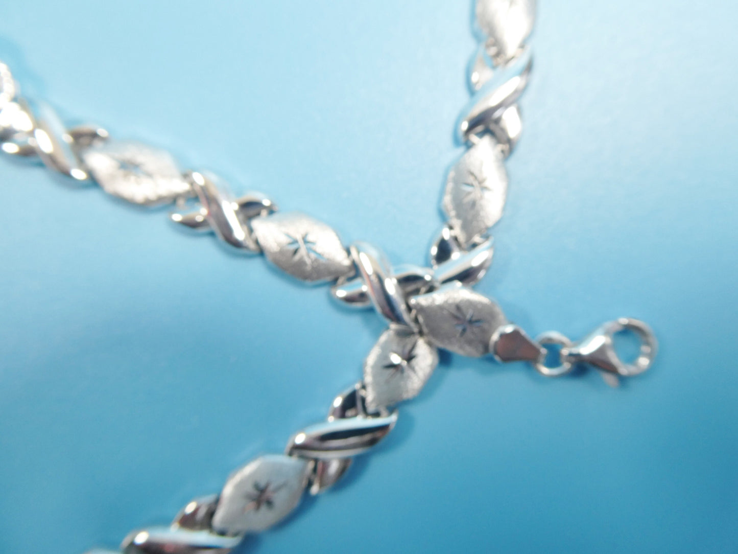 Sterling Silver XOXO Necklace & Bracelet Set - 14k White Gold Tone