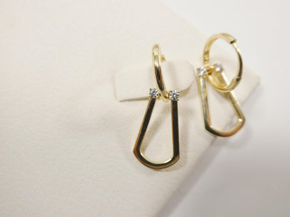 Real 10k Solid Yellow Gold Buckle Hoop Huggie Earrings