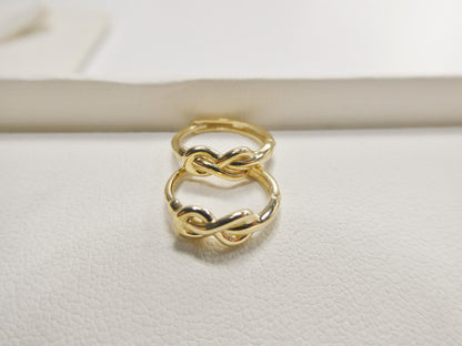 Real 10k Solid Yellow Gold Designer Knot Hoop Huggie Earrings