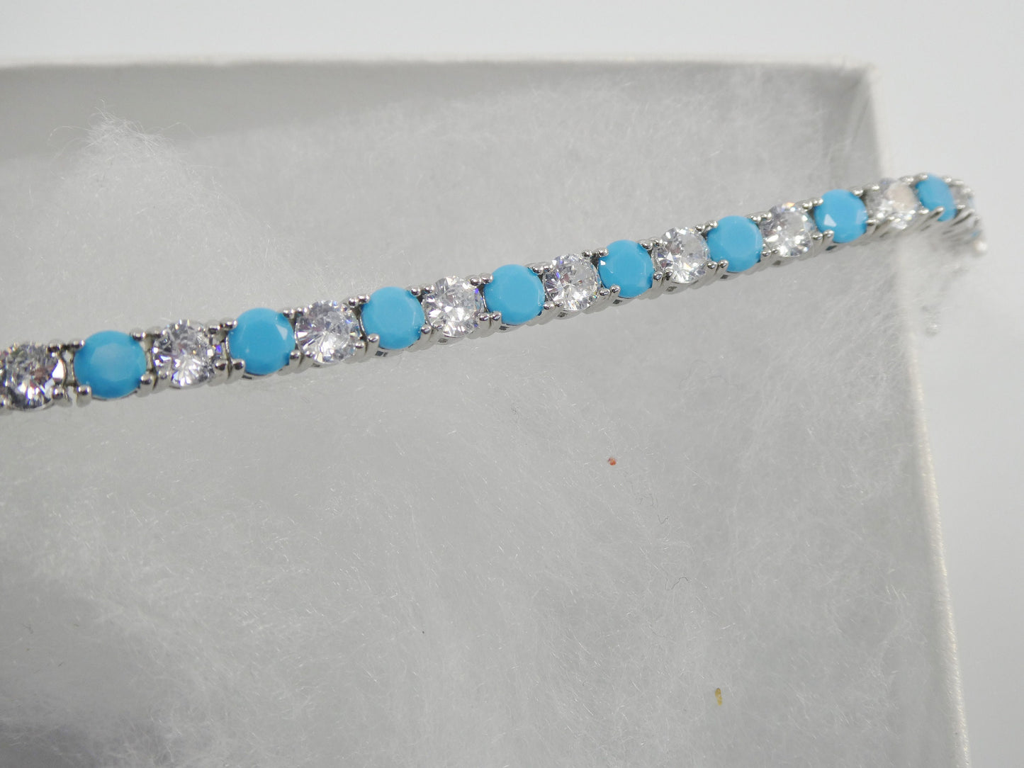 4mm 7 Inch turquoise tennis bracelet real 925 sterling silver