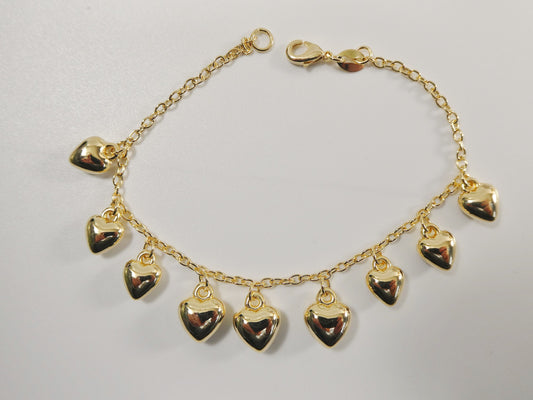 6 Inch 7 Inch 14k Gold Filled Heart Dangling Baby Bracelet