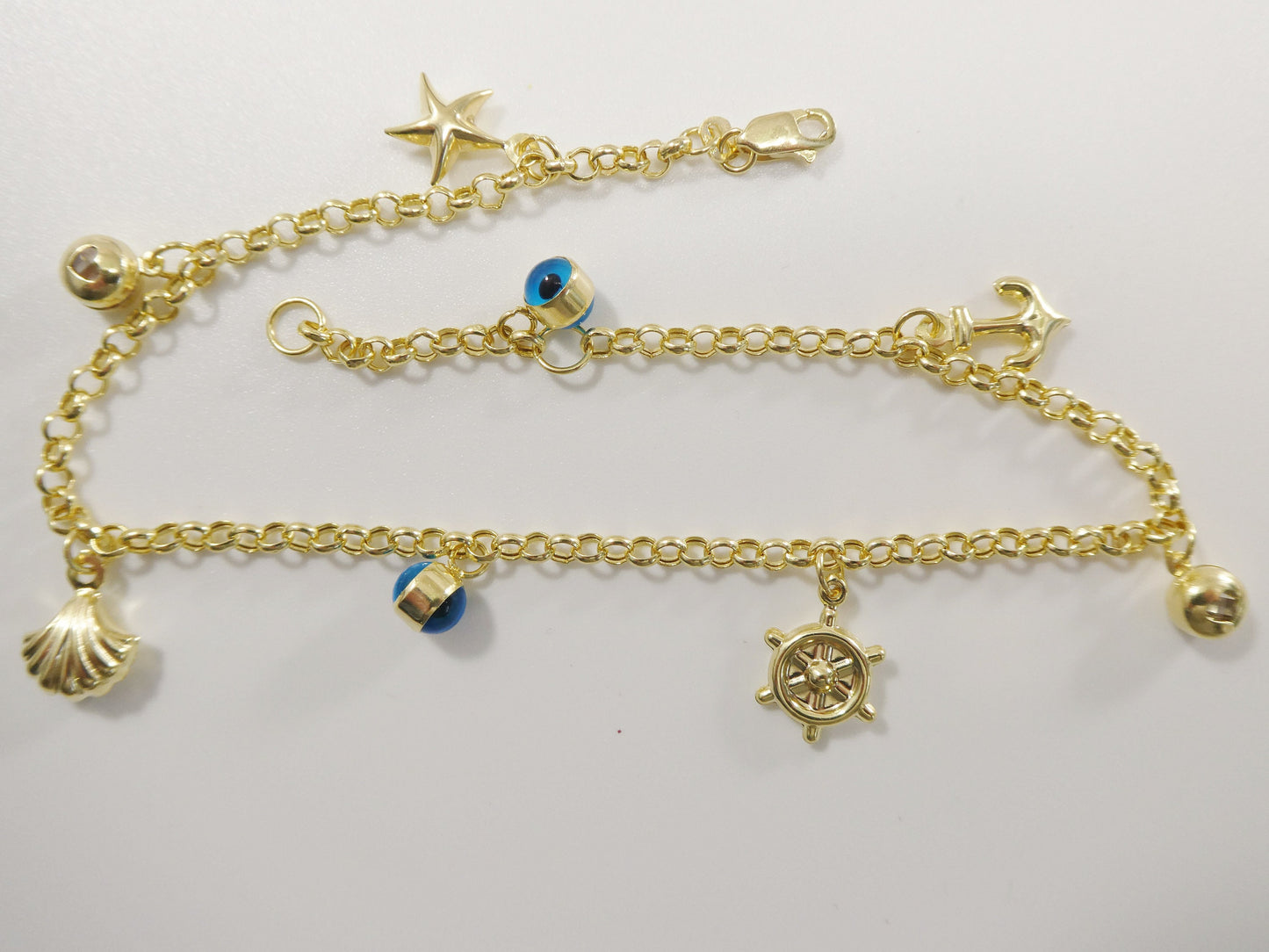 real 14k solid yellow gold 9 inch anklet bracelet