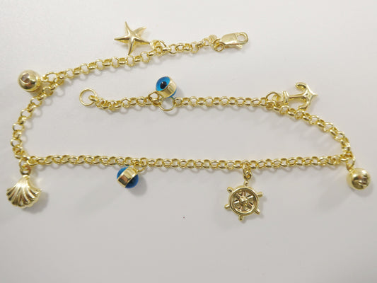 real 14k solid yellow gold 9 inch anklet bracelet