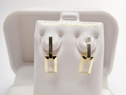 Real 10k Solid Yellow Gold Designer Hoop Huggie Earrings