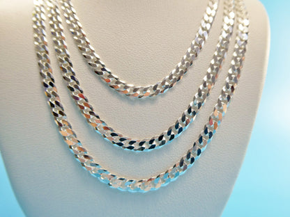 Real 925 Sterling Silver 4MM Italian Solid Chain Lobster Lock Clasp