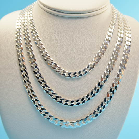 Real 925 Sterling Silver 4MM Italian Solid Chain Lobster Lock Clasp