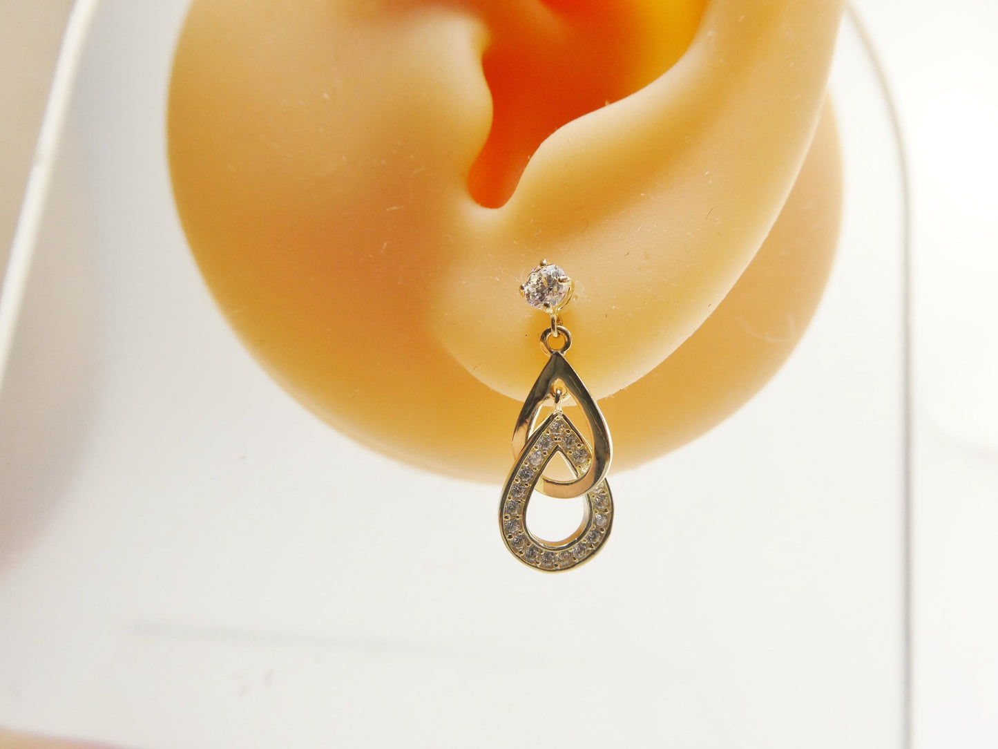 real 10k solid yellow gold design teardrop push post earrings