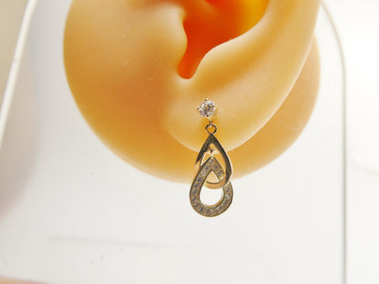 Real 10k Solid Yellow Gold Design Teardrop Push Post Earrings