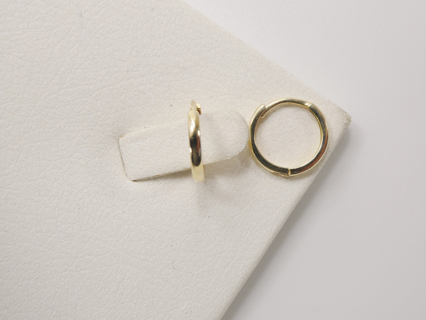 real 10k solid yellow gold 12mm plain hoop huggie earrings