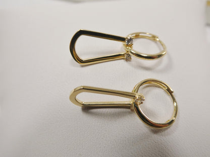 Real 10k Solid Yellow Gold Buckle Hoop Huggie Earrings