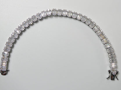 Real 925 Sterling Silver Tennis Baguette 7 Inch Bracelet