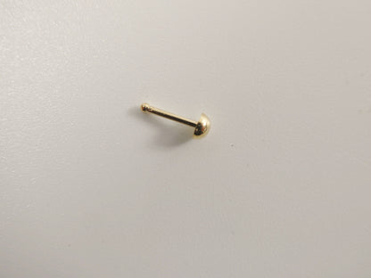 14k Real Solid Yellow Gold Plain Ball Stud Nose Ring