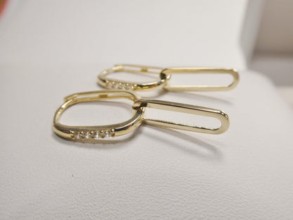 Real 10k Solid Yellow Gold Designer Hoop Huggie Earrings