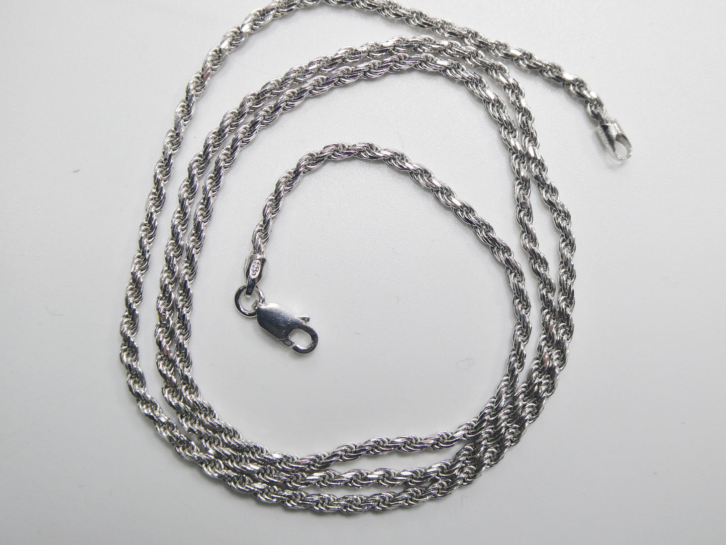 925 Sterling Silver 2.2MM Rope Chain - 14k White Gold Finish
